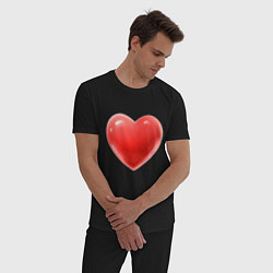 Пижама хлопковая мужская Объемное сердце, цвет: черный — фото 2