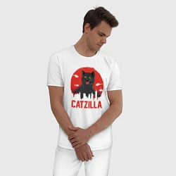 Пижама хлопковая мужская Catzilla, цвет: белый — фото 2