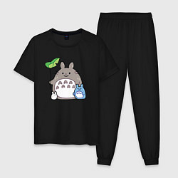 Пижама хлопковая мужская Маленькие Тоторо, цвет: черный