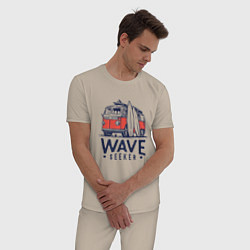 Пижама хлопковая мужская Wave seeker, цвет: миндальный — фото 2