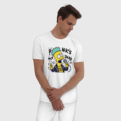 Пижама хлопковая мужская Bart Simpson - punks not dead, цвет: белый — фото 2