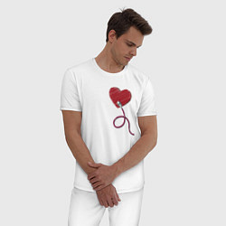 Пижама хлопковая мужская Сердца - ethernet love connected, левая парная, цвет: белый — фото 2