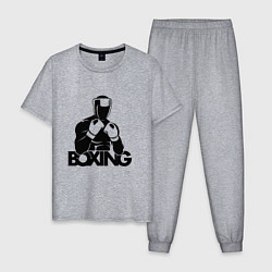 Пижама хлопковая мужская Boxing art, цвет: меланж