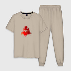 Пижама хлопковая мужская Шлем Братства Стали, цвет: миндальный