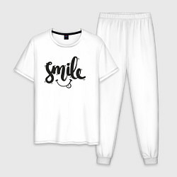 Пижама хлопковая мужская Funny smile, цвет: белый