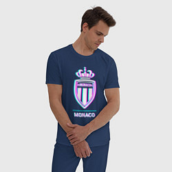 Пижама хлопковая мужская Monaco FC в стиле glitch, цвет: тёмно-синий — фото 2