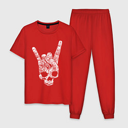 Пижама хлопковая мужская Metal skull direction, цвет: красный