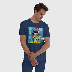 Пижама хлопковая мужская Бойс донт край, цвет: тёмно-синий — фото 2