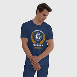 Пижама хлопковая мужская Лого Chelsea и надпись legendary football club, цвет: тёмно-синий — фото 2
