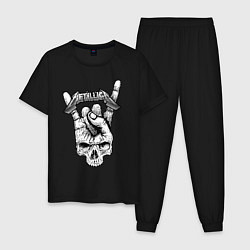 Пижама хлопковая мужская Metallica hand, цвет: черный