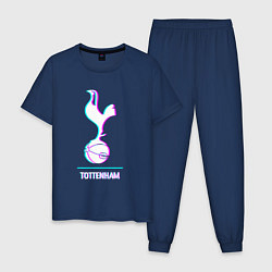 Пижама хлопковая мужская Tottenham FC в стиле glitch, цвет: тёмно-синий