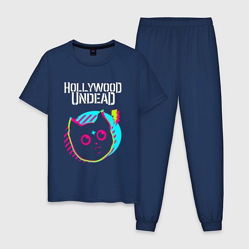 Мужская пижама Hollywood Undead rock star cat / Тёмно-синий – фото 1