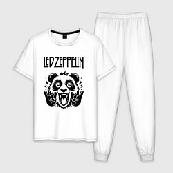 Пижама хлопковая мужская Led Zeppelin - rock panda, цвет: белый