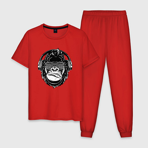 Мужская пижама Music gorilla / Красный – фото 1