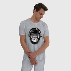 Пижама хлопковая мужская Music gorilla, цвет: меланж — фото 2