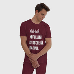 Пижама хлопковая мужская Умный хороший классный Давид, цвет: меланж-бордовый — фото 2