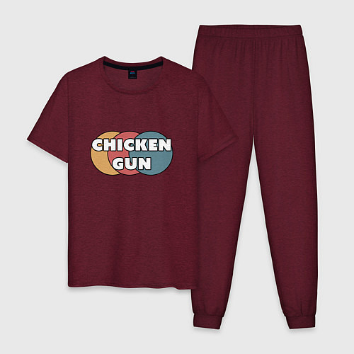 Мужская пижама Chicken gun круги / Меланж-бордовый – фото 1