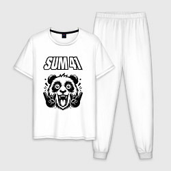 Пижама хлопковая мужская Sum41 - rock panda, цвет: белый