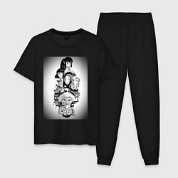 Пижама хлопковая мужская Унесённые призраками Тихиро Огино Хаку, цвет: черный
