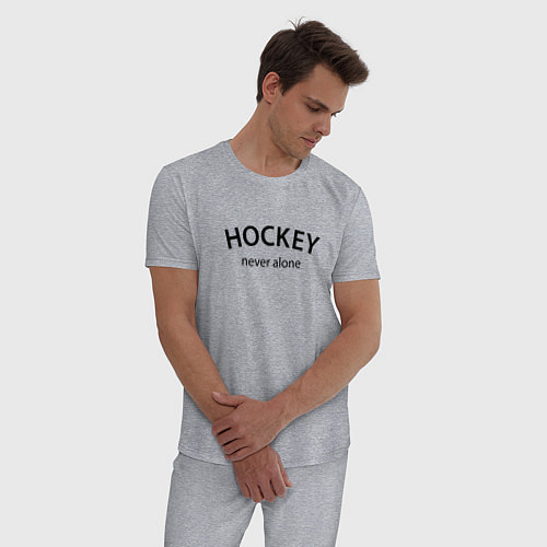 Мужская пижама Hockey never alone - motto / Меланж – фото 3
