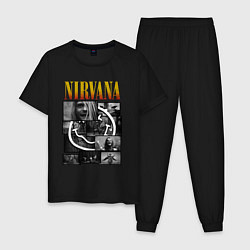 Пижама хлопковая мужская Nirvana kurt krist dave, цвет: черный