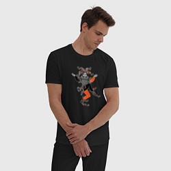 Пижама хлопковая мужская Иллюстрация джокера с карт, цвет: черный — фото 2