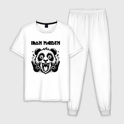 Пижама хлопковая мужская Iron Maiden - rock panda, цвет: белый