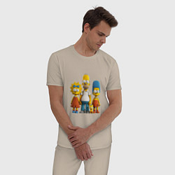 Пижама хлопковая мужская Милая семейка симпсонов, цвет: миндальный — фото 2