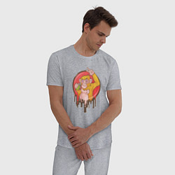 Пижама хлопковая мужская Обезьяна с гранатой, цвет: меланж — фото 2