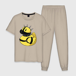 Пижама хлопковая мужская Резиновый утенок в стиле панк, цвет: миндальный