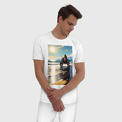 Пижама хлопковая мужская On the beach, цвет: белый — фото 2