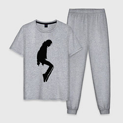 Пижама хлопковая мужская Черный силуэт Майкла Джексона, цвет: меланж
