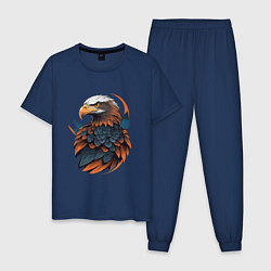 Пижама хлопковая мужская Белоголовый орлан, цвет: тёмно-синий