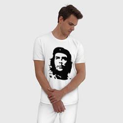 Пижама хлопковая мужская Черно-белый силуэт Че Гевара, цвет: белый — фото 2