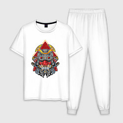 Пижама хлопковая мужская Демонический ниндзя киборг, цвет: белый