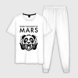 Пижама хлопковая мужская Thirty Seconds to Mars - rock panda, цвет: белый