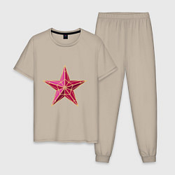 Пижама хлопковая мужская Класна Звезда, цвет: миндальный
