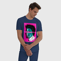 Пижама хлопковая мужская Fight club pink poster, цвет: тёмно-синий — фото 2