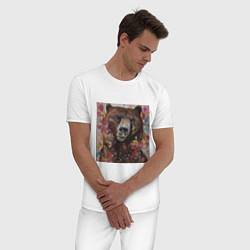 Пижама хлопковая мужская Яркий медведь, цвет: белый — фото 2