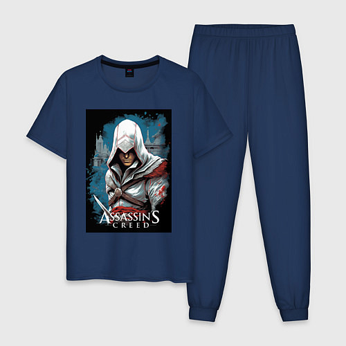 Мужская пижама Assassins creed белый кинжал / Тёмно-синий – фото 1
