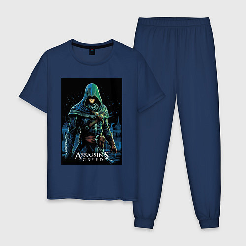 Мужская пижама Assassins creed в капюшоне / Тёмно-синий – фото 1