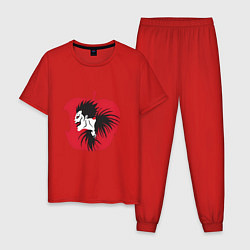 Пижама хлопковая мужская Тетрадь смерти Рюк яблоко, цвет: красный