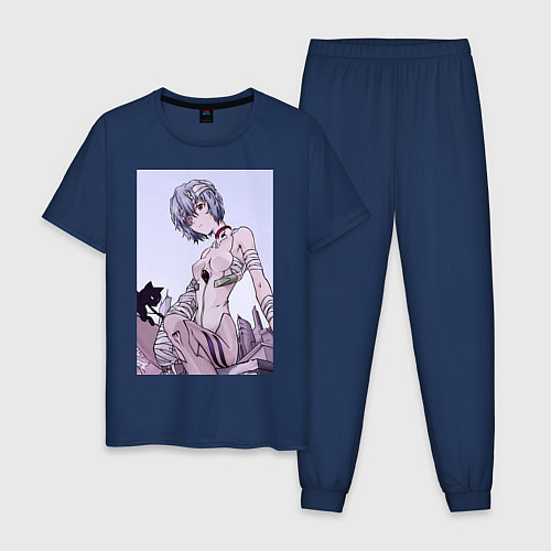 Мужская пижама Евангелион Рей Аянами кот / Тёмно-синий – фото 1
