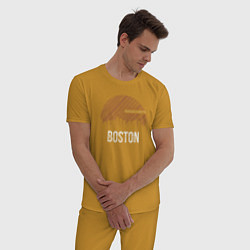Пижама хлопковая мужская Boston Massachusetts, цвет: горчичный — фото 2