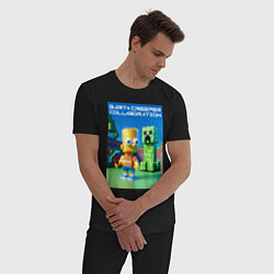 Пижама хлопковая мужская Bart and Creeper - collaboration ai art, цвет: черный — фото 2
