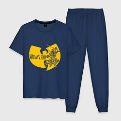 Пижама хлопковая мужская Wu shaolin logo, цвет: тёмно-синий