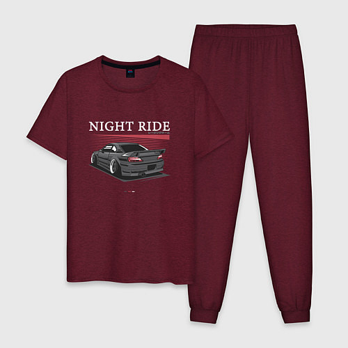 Мужская пижама Nissan skyline night ride / Меланж-бордовый – фото 1