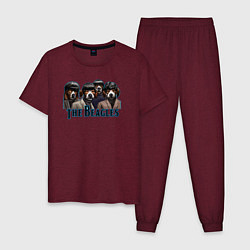 Пижама хлопковая мужская Beatles beagles, цвет: меланж-бордовый