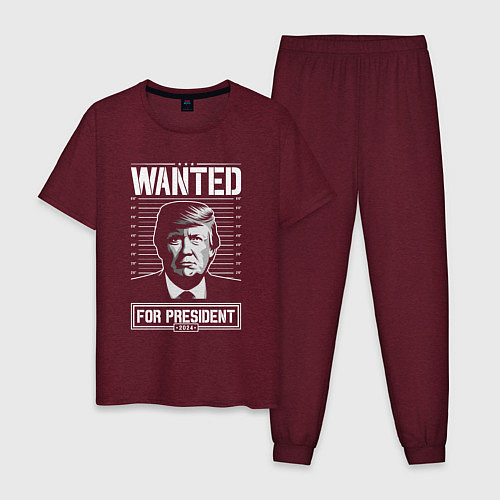 Мужская пижама Разыскивается Трамп / Меланж-бордовый – фото 1