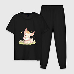 Пижама хлопковая мужская Королевский лисенок, цвет: черный